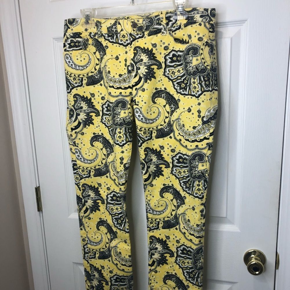 Ralph Lauren LRL Lauren Jeans yellow paisley print capris pants jeans, size 10 - Picture 3 of 14
